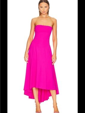 Susana Monaco Hot Pink Strapless High-Low Dress NWT Size Large
